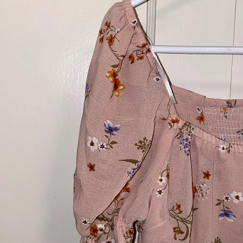 Kontrol Large Peach Floral Print Off Shoulder Blouse - Picture 8 of 11